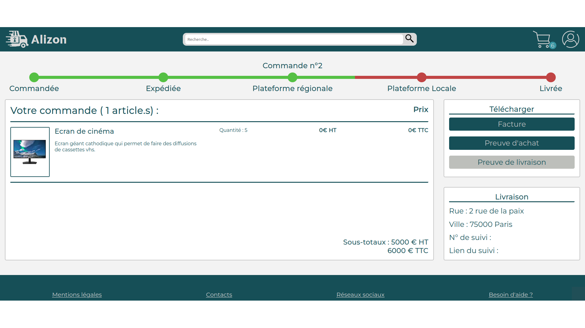 Page détail d'achat